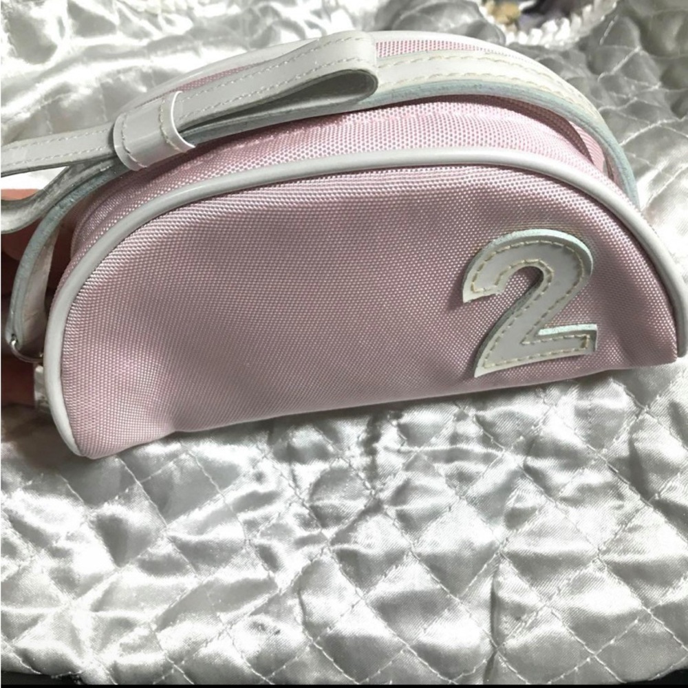 Dior Pink Nylon & Leather Mini Cosmetic Pouch Women's Accessories Hand Bag Purse